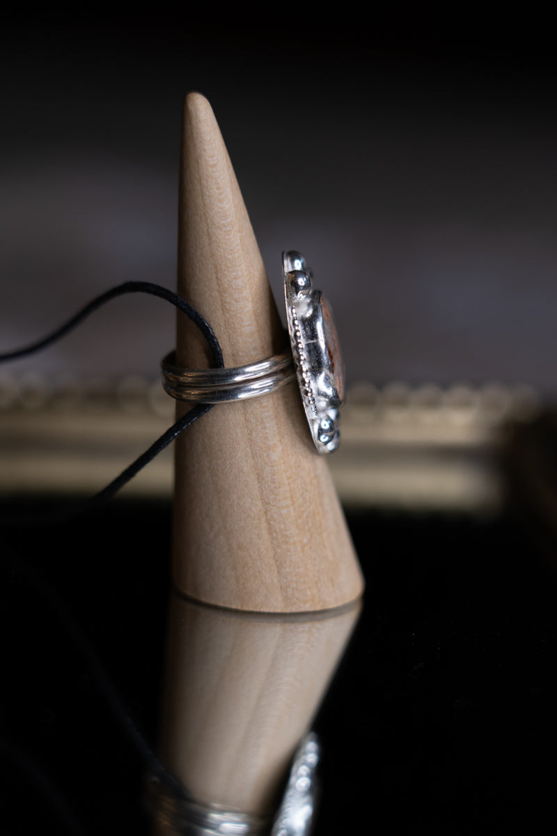 Fossil Coral Sterling Silver Ring, 8