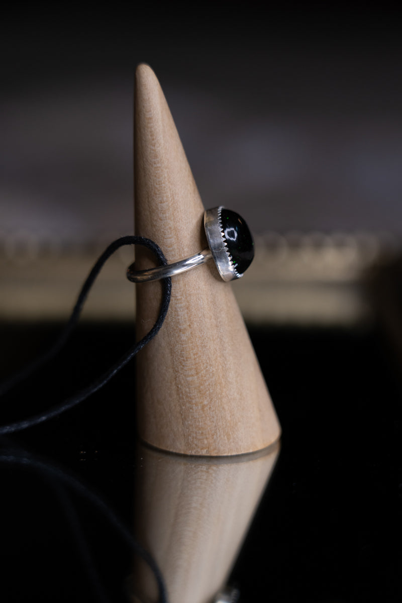 Green Goldstone Sterling Silver Ring 7.25