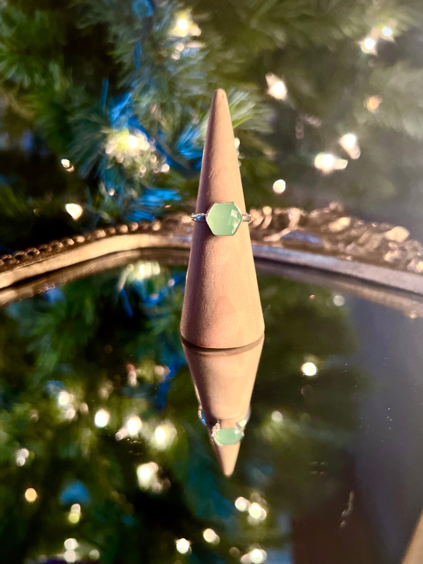 Aqua Chalacedony Gemstone Ring 6.25