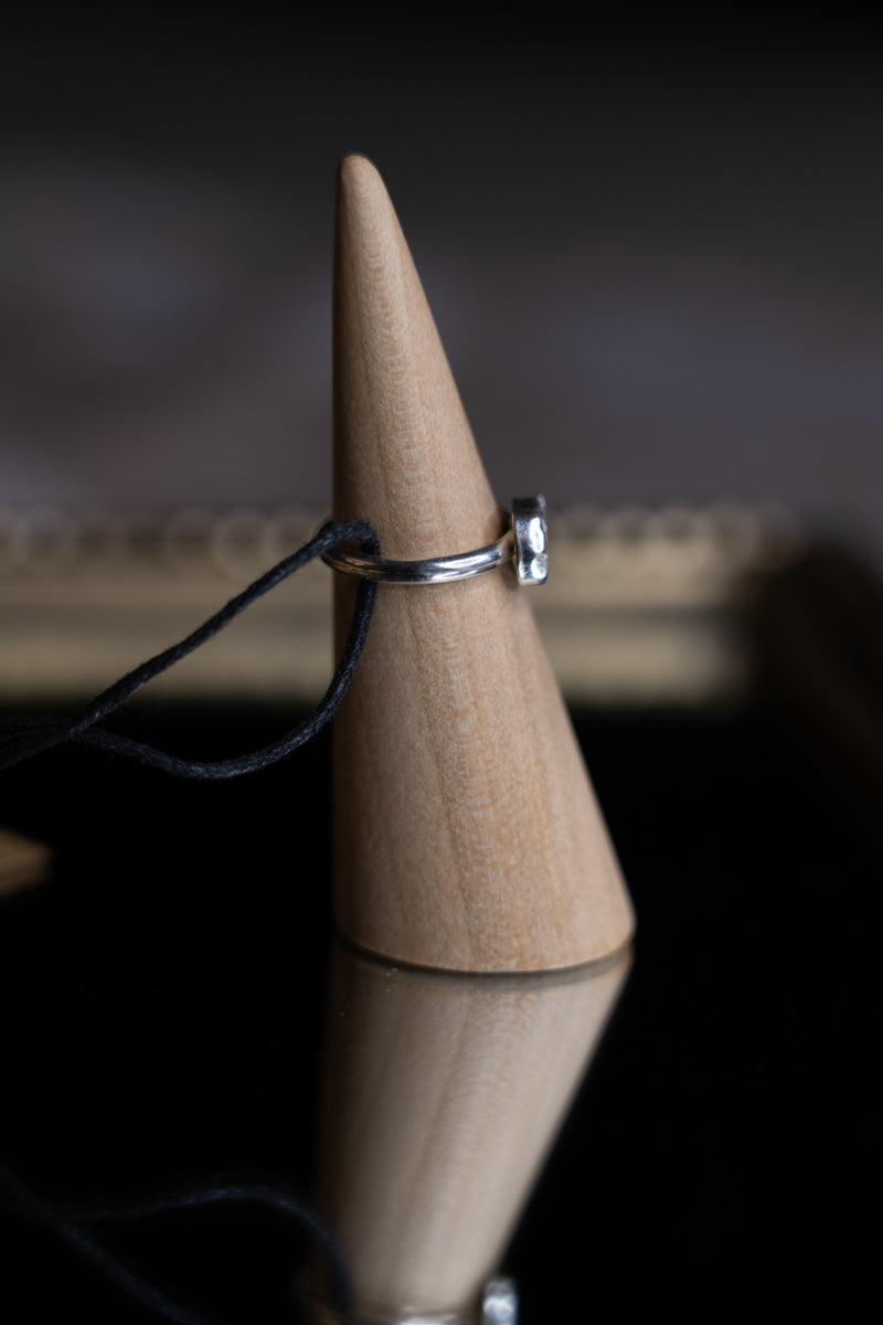 Floral Ceramic Sterling Silver Ring 6.5