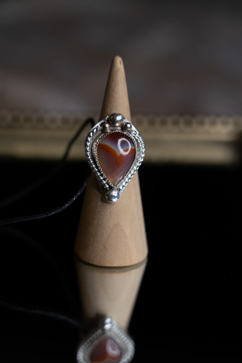 Red Agate Sterling Silver Ring 6.25