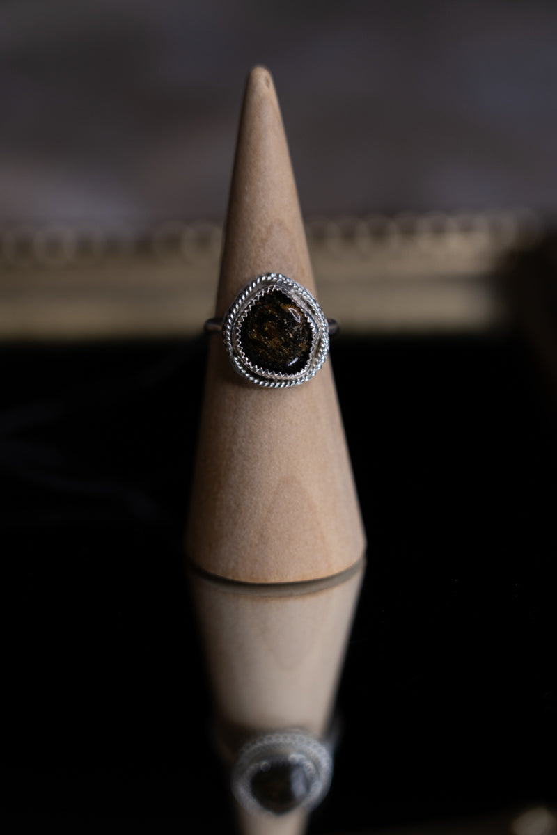 Black Jasper Sterling Silver Ring 8.25