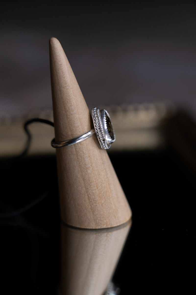 Black Jasper Sterling Silver Ring 8.25