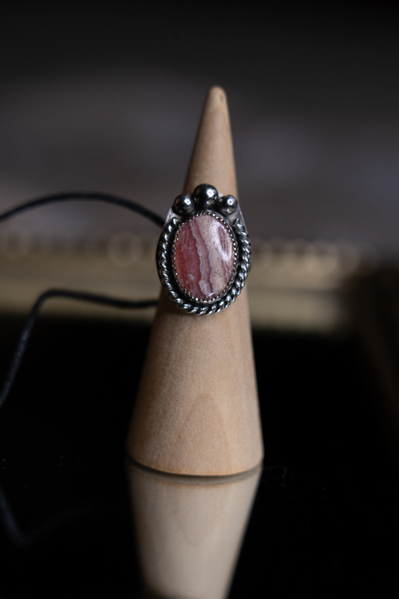 Rhodochrosite Sterling Silver Ring 6.5