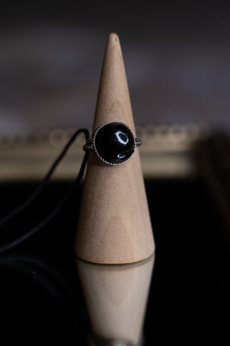 Green Goldstone Sterling Silver Ring 7.25